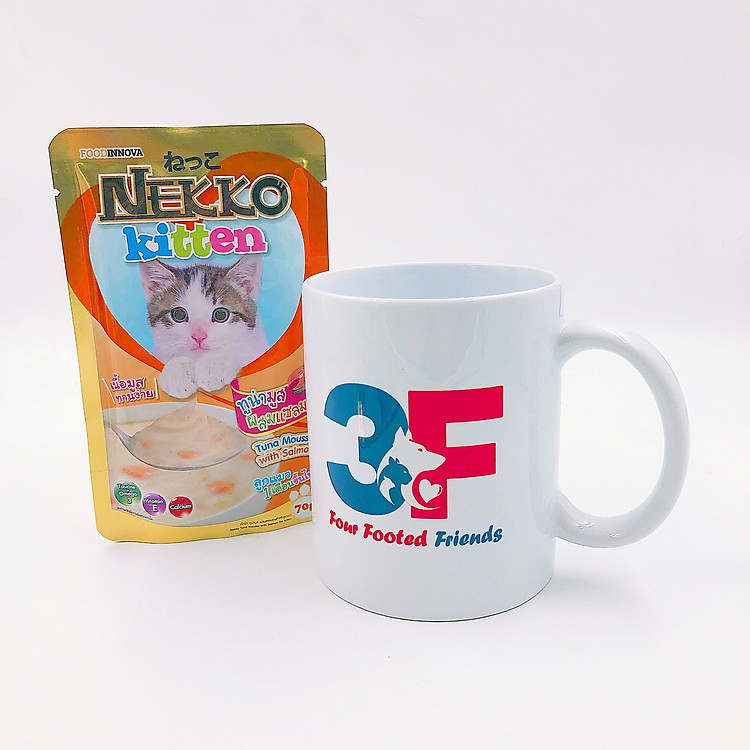 Pate Nekko Kitten Cho Mèo Con Từ Khi Cai Sữa Đến 12 Tháng Tuổi Vị Cá Ngừ Và Cá Hồi Gói 70gr