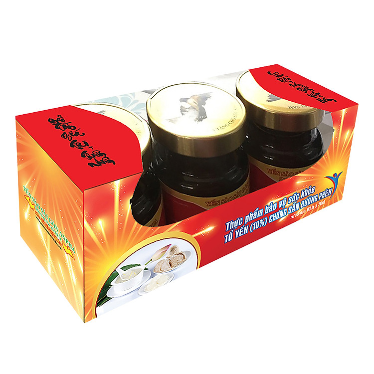 Tổ Yến Chưng Sẵn Đường Phèn 10% - Yến Sào Sài Gòn Anpha (3 Lọ / Lốc)