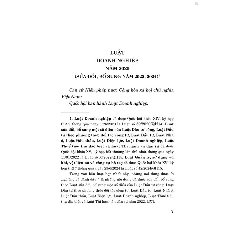 Luật Doanh Nghiệp Năm 2020 (Sửa Đổi, Bổ Sung Năm 2022, 2024) - Ảnh 3