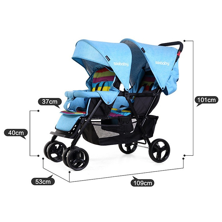 Xe đẩy đôi Seebaby T12-T-S chính hãng Chính hãng Tiết kiệm - Hình ảnh 2