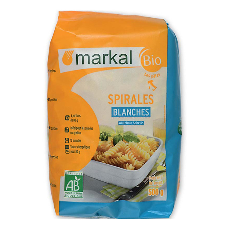 Mì Xoắn Trắng Hữu Cơ Markal (500g)