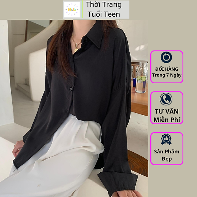 Áo sơ mi nữ rộng dài tay phong cách hàn quốc trẻ trung năng động vải lụa mềm mịn -MURD05
