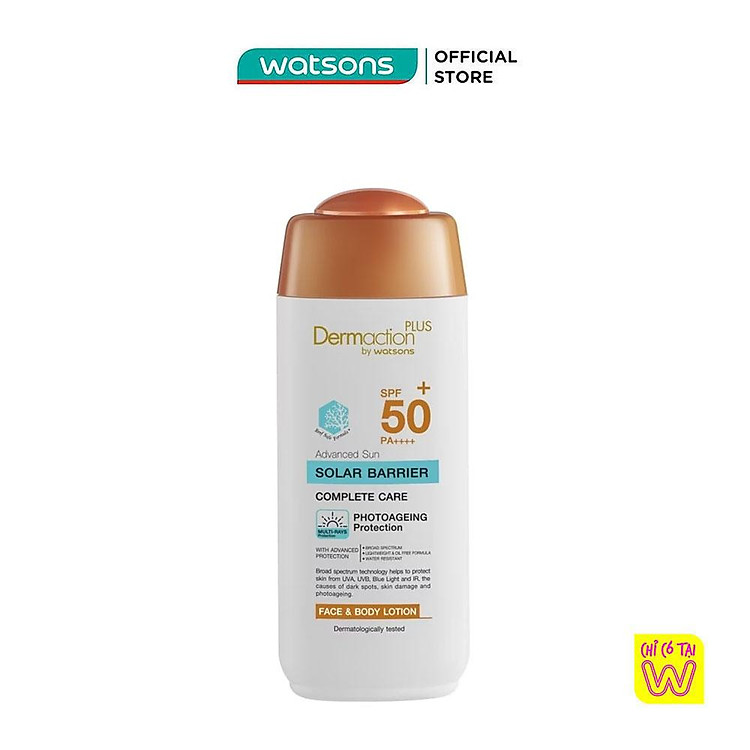 Kem Chống Nắng Cho Mặt &Toàn Thân Dermaction Plus By Watsons Advanced Sun Solar Barrier SPF50+ 150ml