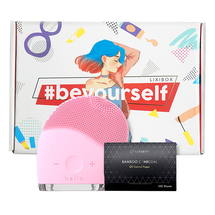 Combo Máy Rửa Mặt Và Mát Xa Da Mặt Halio, Giấy thấm dầu than tre Lixibox