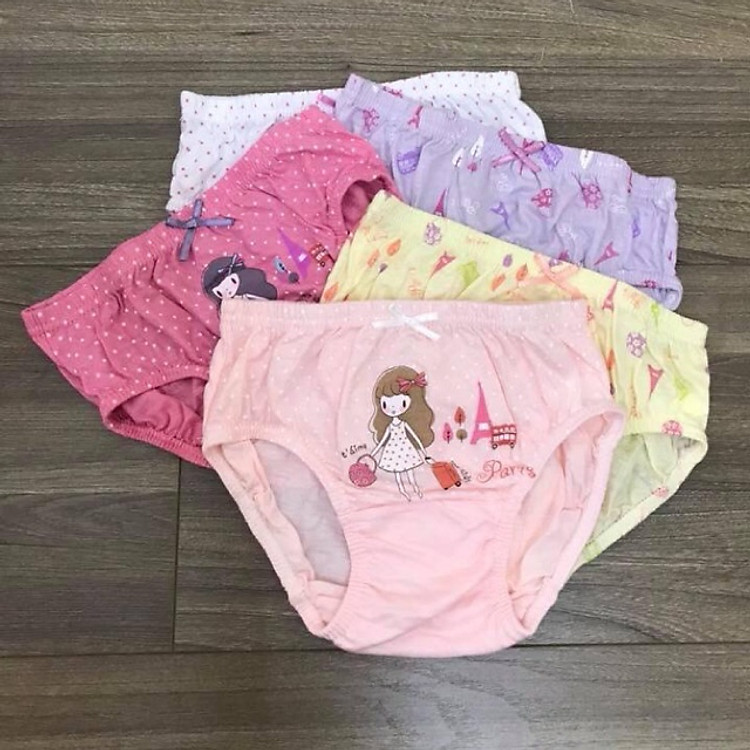 Hộp 5 quần chíp tam giác in hình ngộ nghĩnh cho bé gái