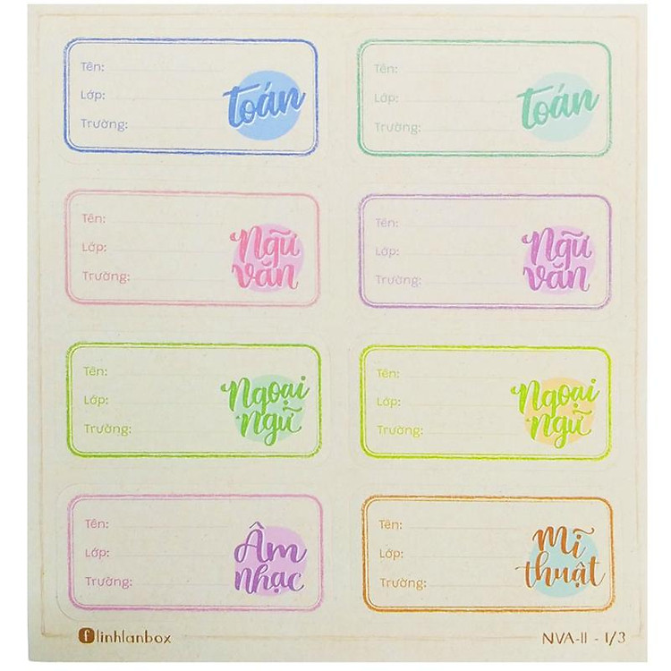 Bộ Nhãn Vở A Cấp II (24 chiếc) - Ảnh 3