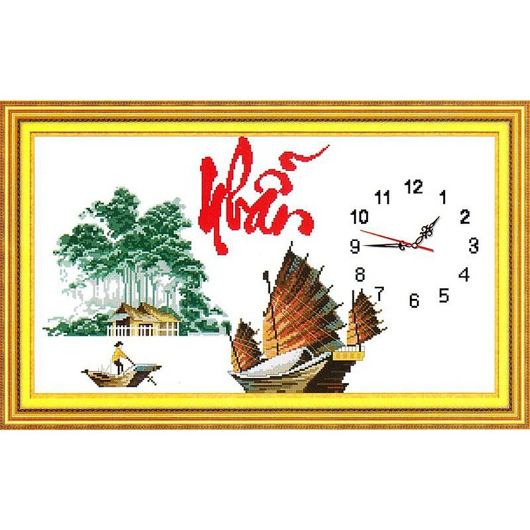 Tranh thêu chữ thập Đồng hồ- Nhẫn (70*43cm) chưa thêu