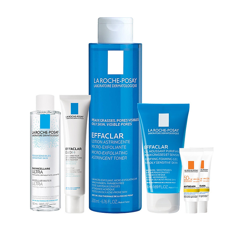 Bộ sản phẩm giảm mụn ngừa thâm và chăm sóc toàn diện cho da dầu mụn La Roche Posay