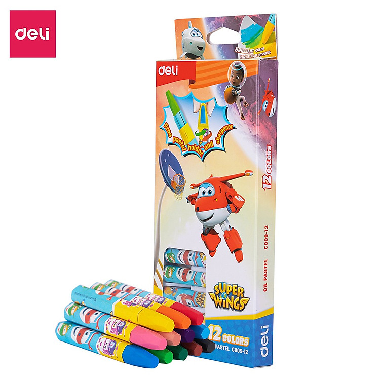 Bút Sáp Dầu Super Wings Deli (12 màu) - Ảnh 2
