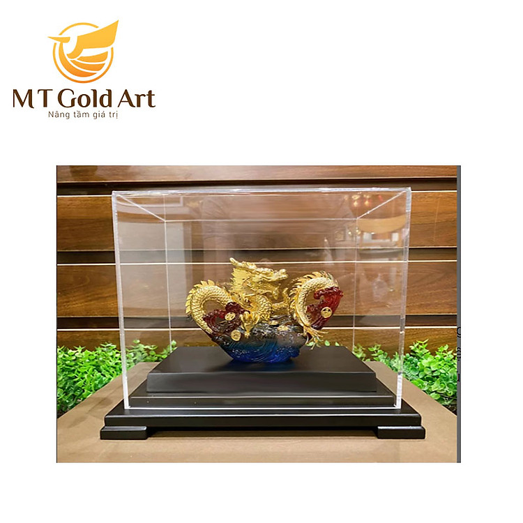 Tượng rồng dát vàng 24k MT Gold Art M01(17x20x24cm)- Hàng chính hãng, quà tặng dành cho sếp, khách hàng, đối tác