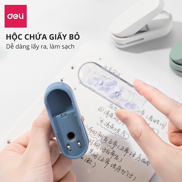 Kìm Bấm Đục Lỗ Giấy Mini Deli NS088 - Hồng - Ảnh 7