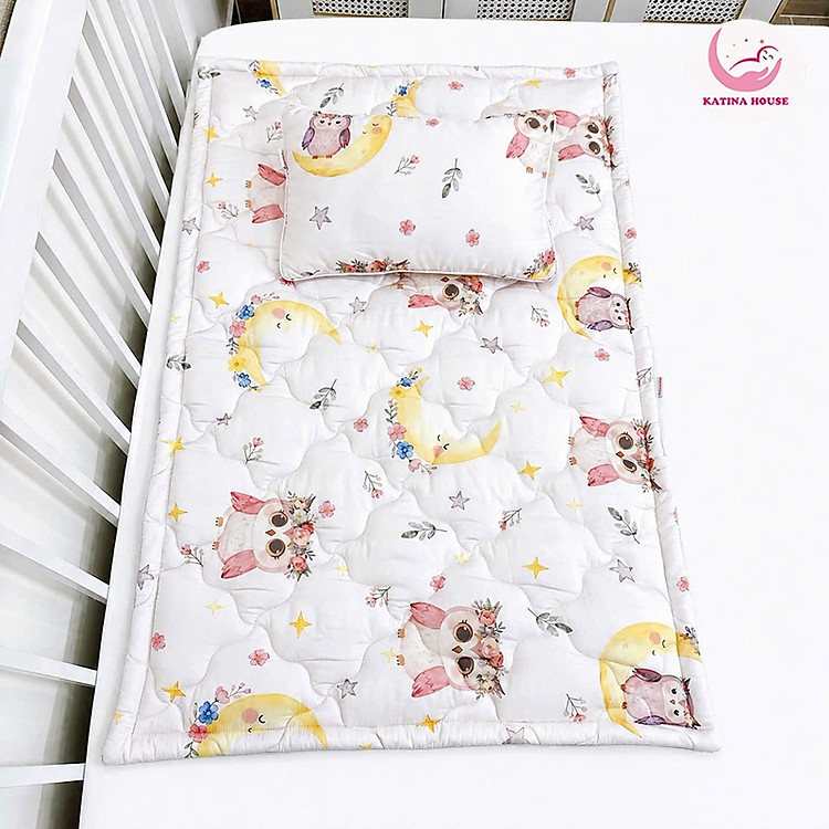 Combo gối nệm cho bé đi học mẫu giáo Katina House, vải tencel mềm mại thoáng mát