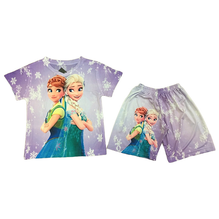 Bộ Quần Áo Trẻ Em In 3D Công Chúa Elsa