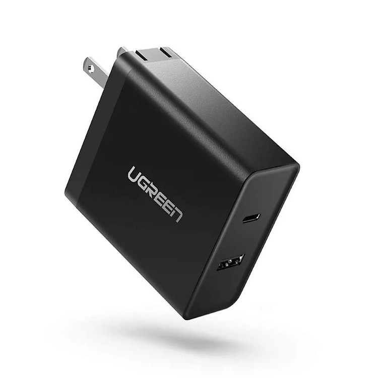 Củ sạc nhanh usb type C và usb type A màu đen 45W PD Ugreen 172OL50457CD Hàng chính hãng