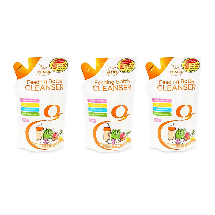 Bộ 3 Gói Nước Rửa Bình Sữa Wesser Chính hãng Giá rẻ - Hình ảnh 4