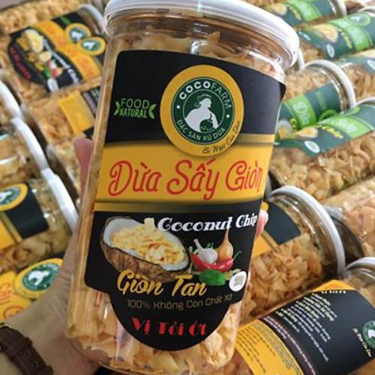 Mứt dừa sấy giòn vị tỏi - ớt Cocofarm