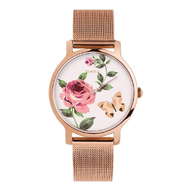 Đồng hồ Timex Full Bloom Steel Gold Rose White TW2U19000