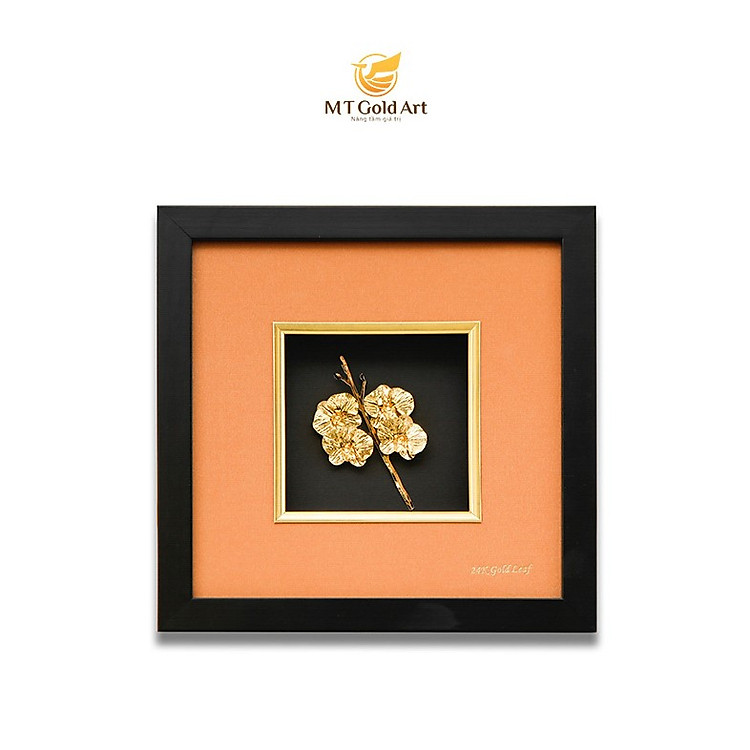 Tranh hoa lan dát vàng (24x24cm) MT Gold Art- Hàng chính hãng, trang trí nhà cửa, phòng làm việc, quà tặng sếp, đối tác, khách hàng, tân gia, khai trương