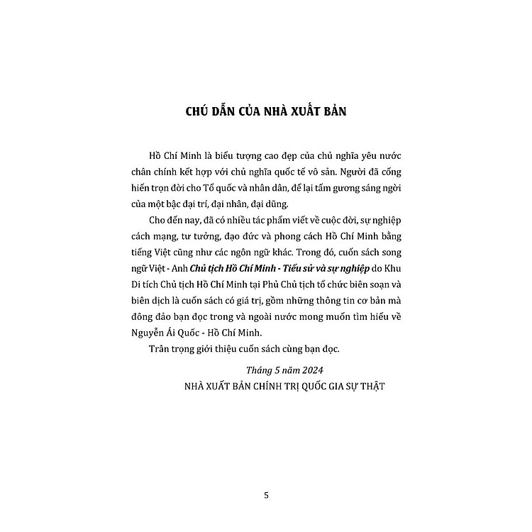 Chủ tịch Hồ Chí Minh - Tiểu Sử và Sự Nghiệp (bản in 2024) - Ảnh 3