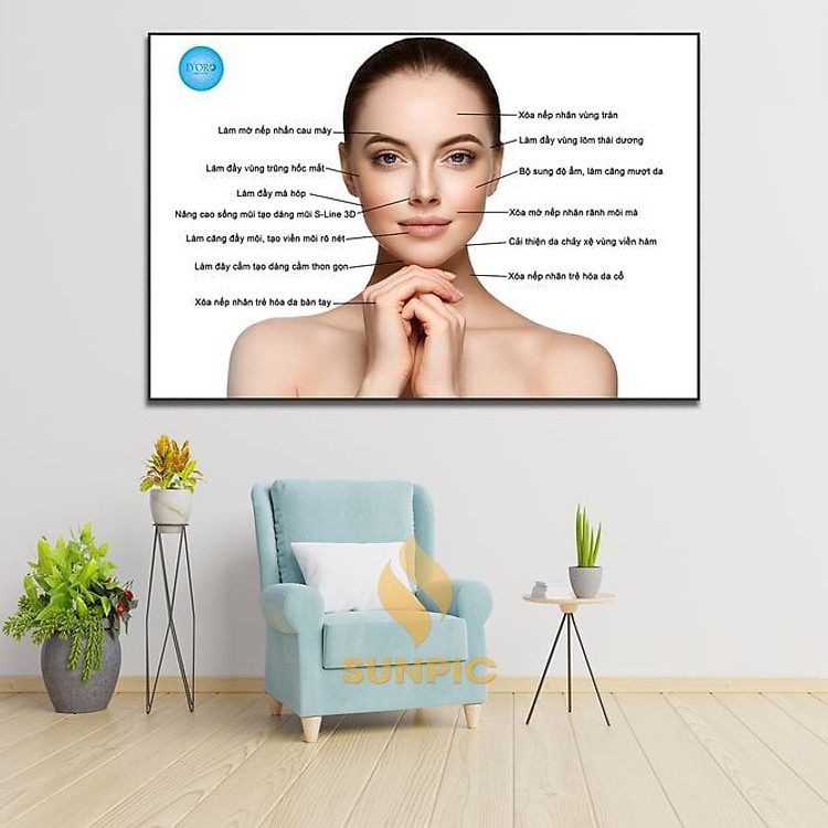 Tranh treo tường trang trí decor tiệm spa làm đẹp, tranh có sẵn khung và đinh chuyên dụng