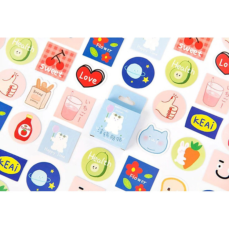 Hộp 45 Miếng Dán Sticker Trang Trí Scrawl