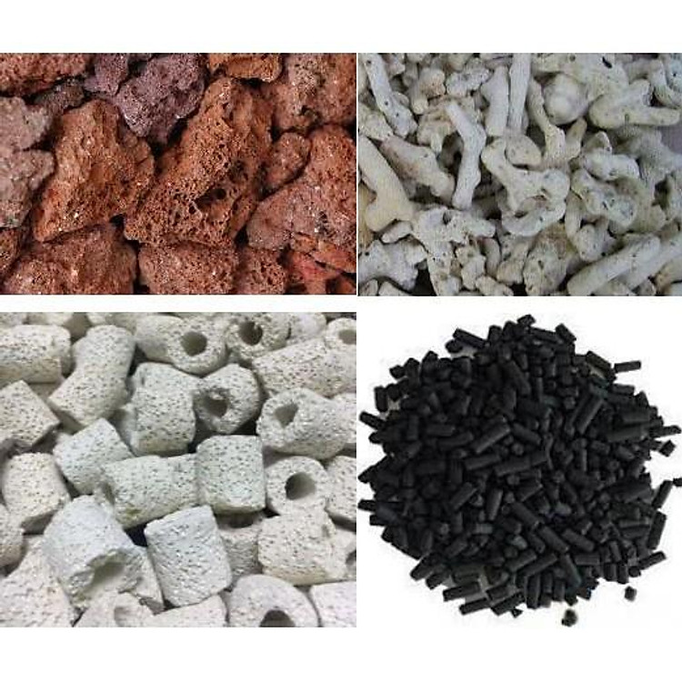 1KG - Combo 4 loại vật liệu lọc được khuyên dùng cho hồ cá, hồ thủy sinh