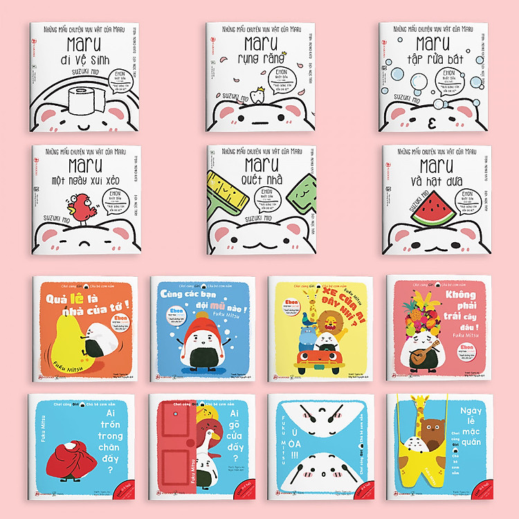 Combo 14 cuốn sách Ehon Chơi cùng Giri - Chú bé cơm nắm và Những mẩu chuyện vụn vặt của Maru