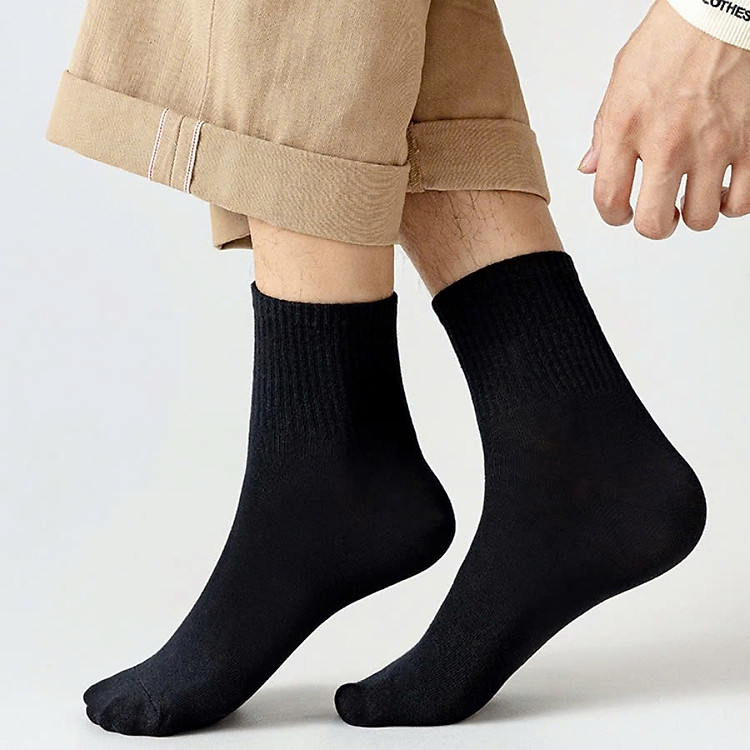 Combo 5 đôi vớ cổ cao nam nữ sọc gân 3B chất cotton dày dặn, thấm hút mồ hôi