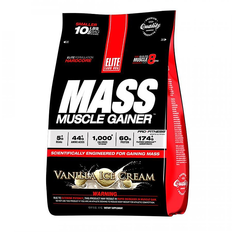 Sữa Uống Tăng Cơ Tăng Cân Vị Vani EL932 Elite Labs Mass Muscle Gainer Vanilla EL932 (4.6kg)