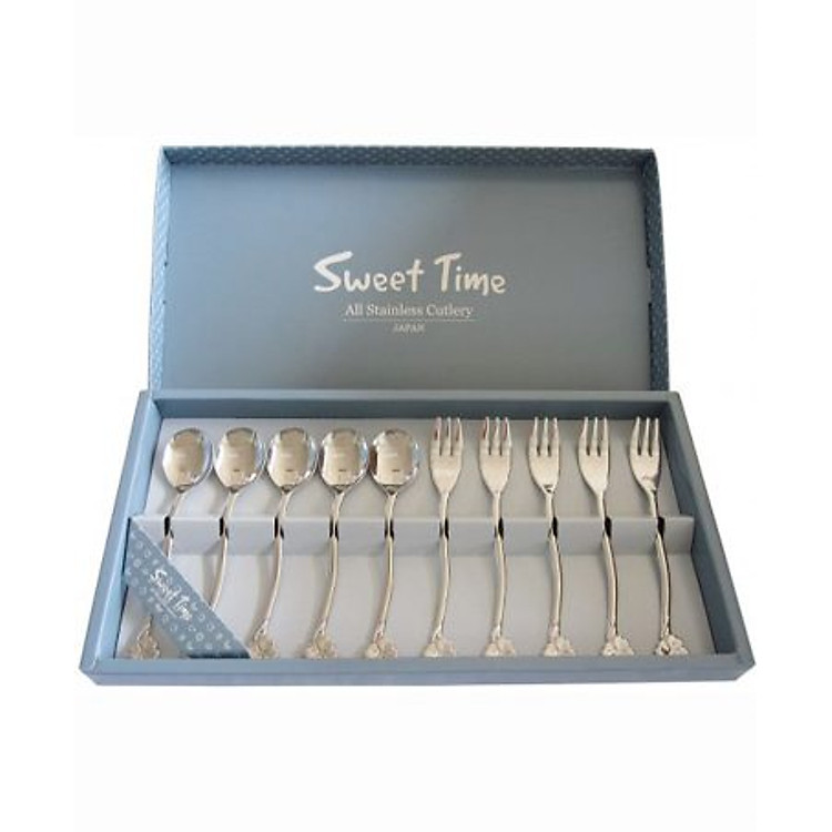 Bộ 10 thìa dĩa Inox Sweet Time nội địa Nhật Bản