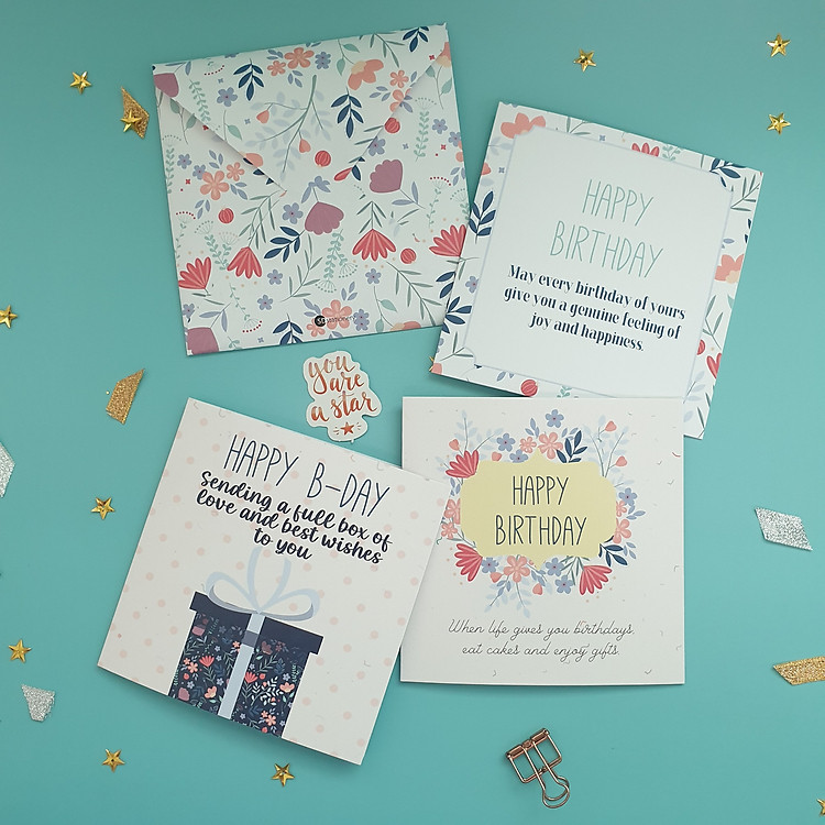 Thiệp chúc mừng sinh nhật 12×12 SDstationery SN5 FLORAL (Set 3 thiệp)