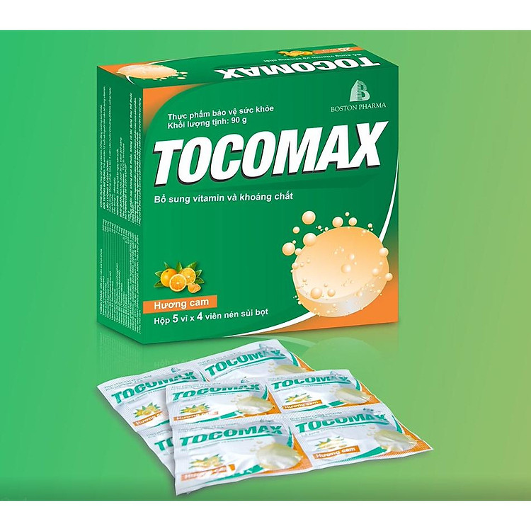 Hộp 20 viên sủi Tocomax tăng cường thể lực và đề kháng của Boston Pharma