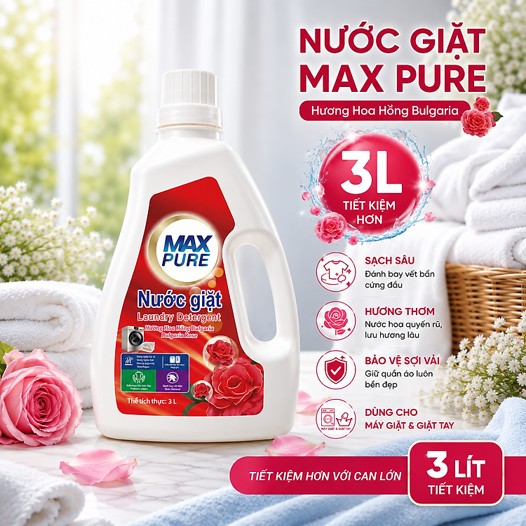 Chai Nước Giặt Bảo Vệ Quần Áo Maxpure 3 Lít