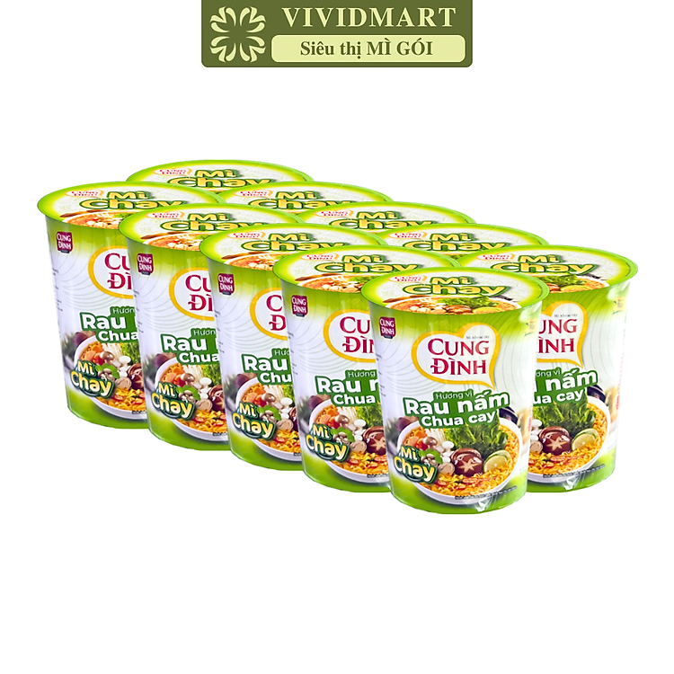 AFOTECH - Mì ly chay Cung Đình Rau nấm chua cay, Mì ly Rau nấm chua cay Cung Đình, Mì chay Cung Đình (69g/ly)