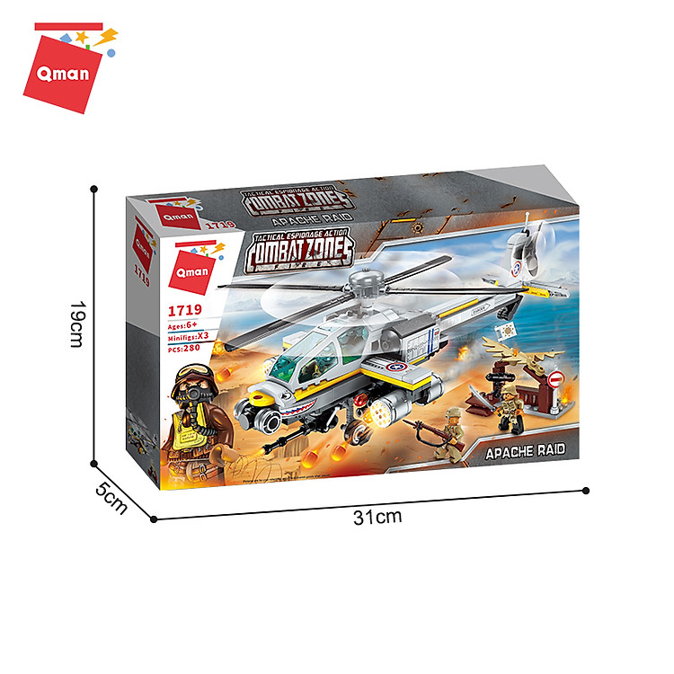 Đồ Chơi Lắp Ráp Qman 1719 - Trực Thăng Chính hãng Tiết kiệm - Hình ảnh 5