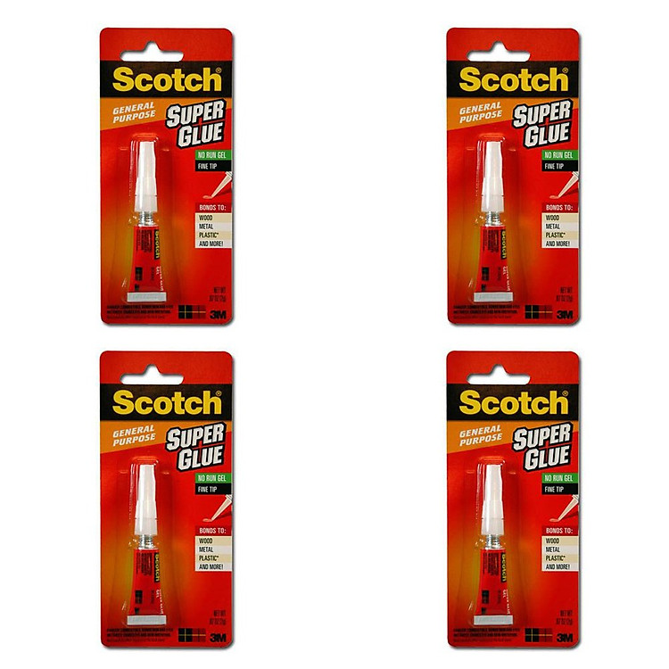 Bộ 4 chai keo dán đa năng siêu dính nhanh khô - loại no run gel (không chảy) dạng sệt 3M Scotch Super Glue AD113 2g