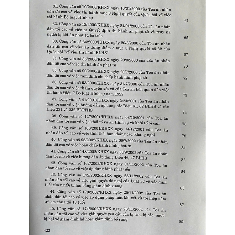 Hệ thống Công văn hướng dẫn nghiệp vụ của Tòa án nhân dân tối cao trong lĩnh vực Hình sự và Tố tụng Hình sự (từ năm 1987 đến năm 2023) - Ảnh 5