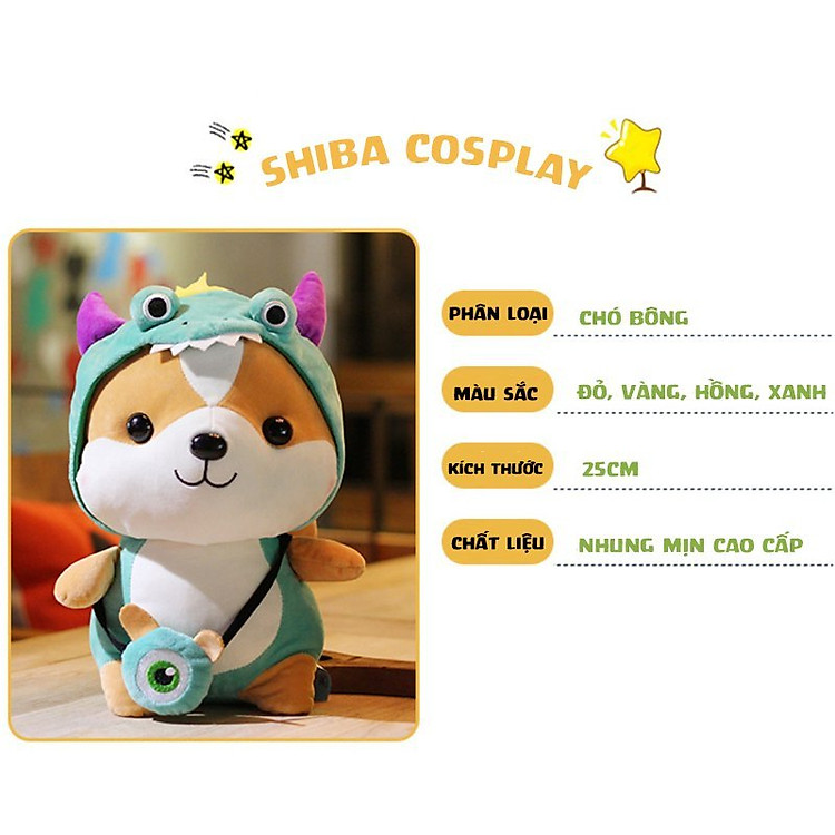 Gấu bông chó Shiba cosplay 25cm Chính hãng Giá rẻ - Hình ảnh 4