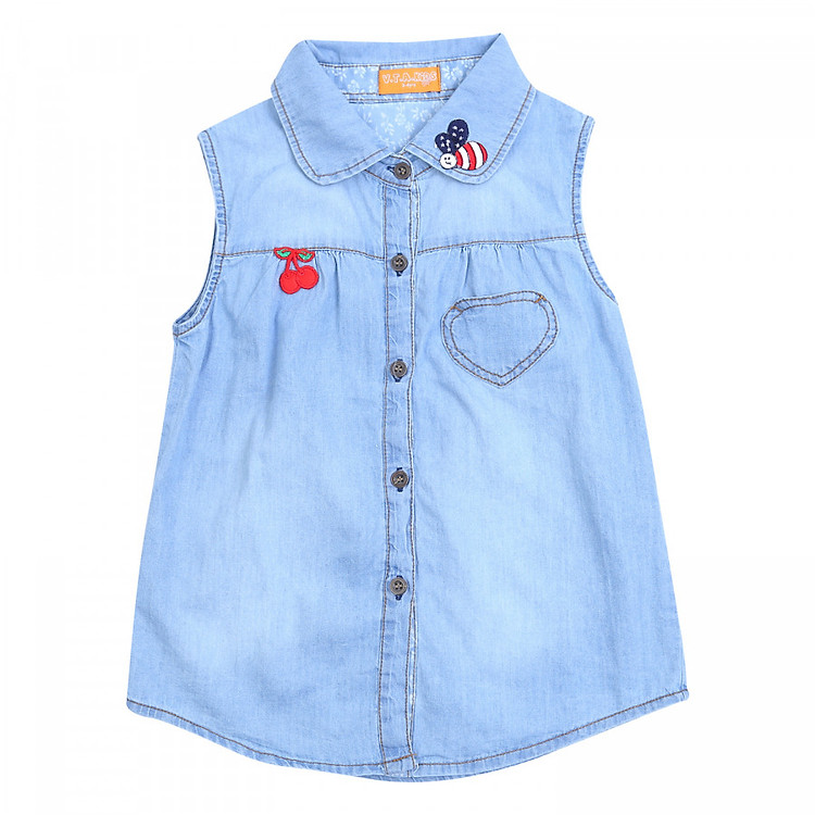 Áo Sơ Mi Sát Nách Bé Gái VTA Kids BG60401 – Xanh Nhạt