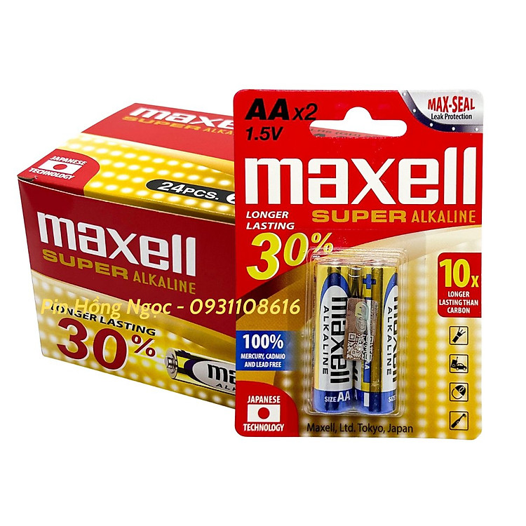 Hộp 24 Viên Pin AA , Pin AAA 1,5V Maxell Super Alkaline bền gấp 10 lần - Hàng chính hãng