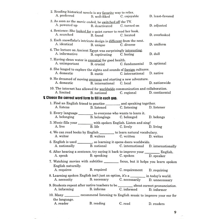 Bài Tập Trắc Nghiệm Tiếng Anh 9 - Có Đáp Án - Ảnh 2