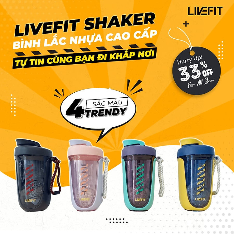 Bình lắc Tritan LiveFit thời trang cao cấp 550ml