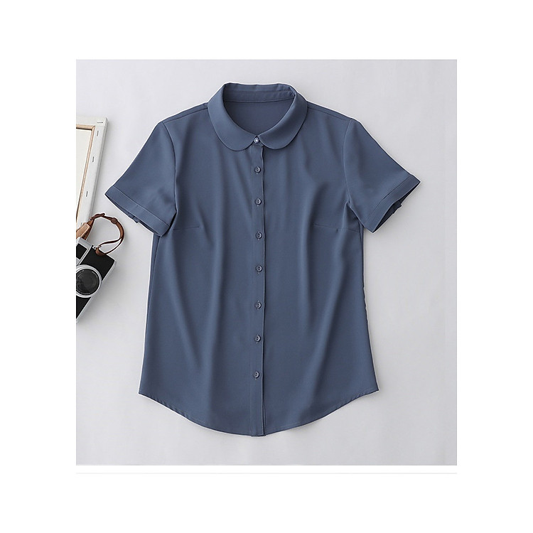 Áo Sơ Mi Nữ Kiểu Tay Ngắn Cổ Peter Pan