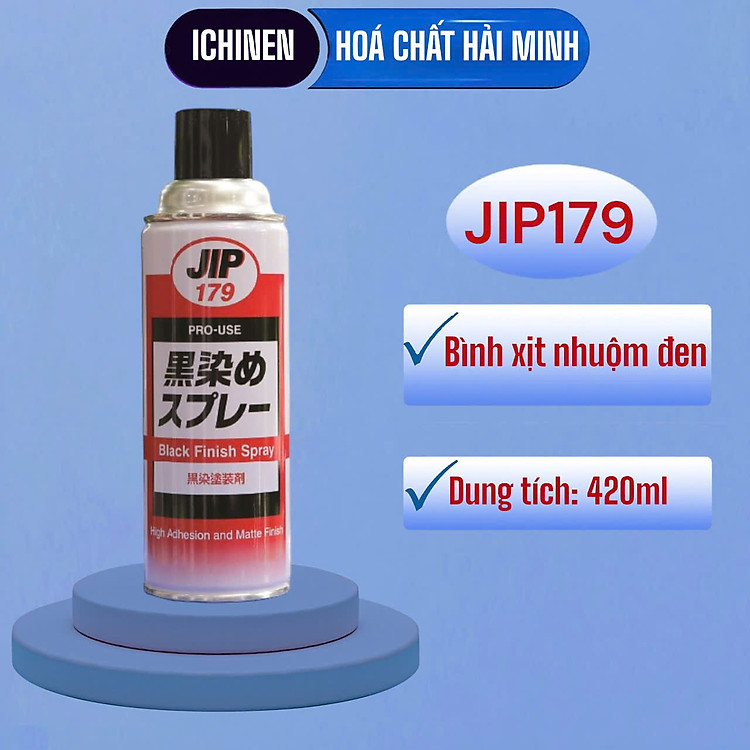 JIP179 Sơn black finish spray màu đen dùng để xịt phủ, bình xịt nhuộm đen 420ml - Hàng chính hãng ICHINEN Nhật Bản