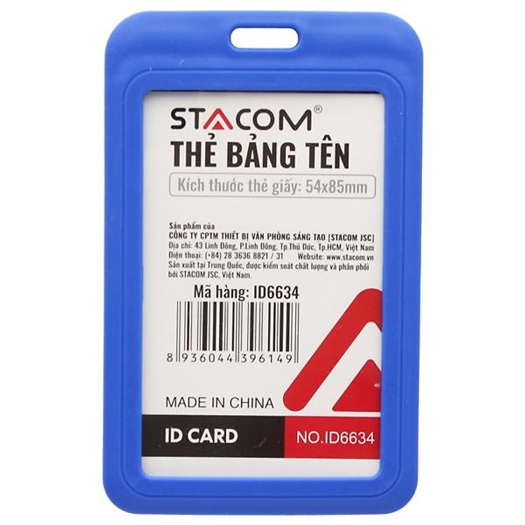 Bảng Tên Nhựa Dọc Stacom ID6644 (Màu Xanh Dương)