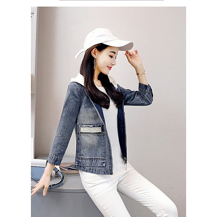 Áo Khoác Jeans Nữ Phối Nón BY1057
