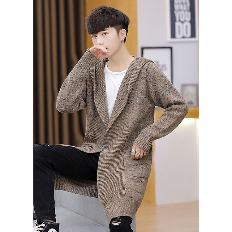 Áo khoác len cardigan nam dáng dài ArcticHunter, chất len dày dặn, thời trang trẻ, thương hiệu chính hãng