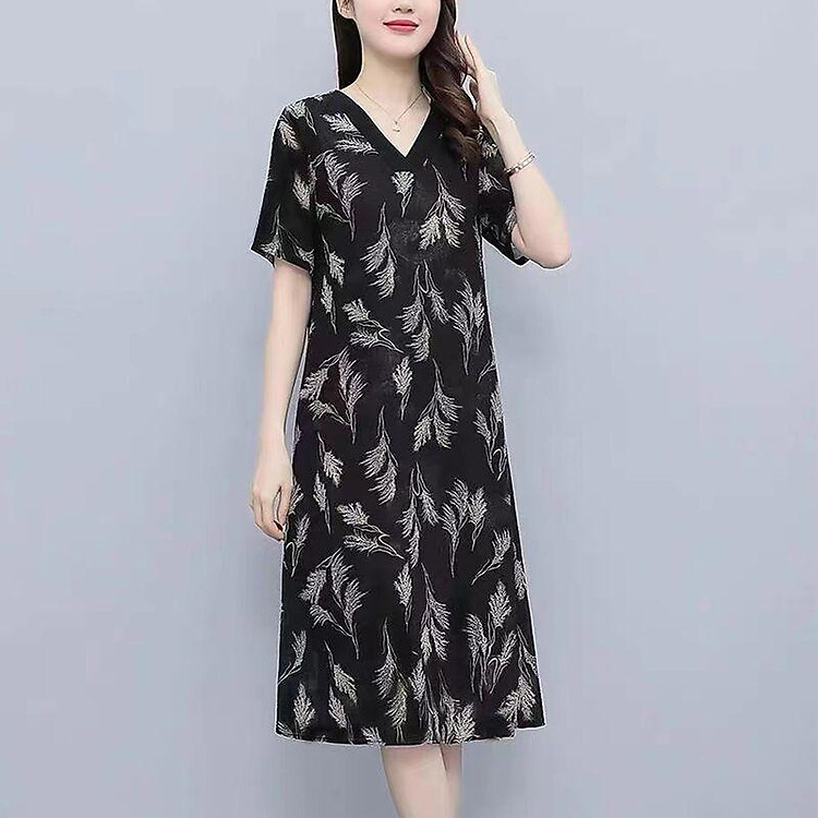 Váy Đầm Trung Niên Nữ Cho Mẹ V15 - Thời trang trung niên cho mẹ trung tuổi U40 U50 đẹp giá rẻ Bigsize - Váy xuông cho mẹ