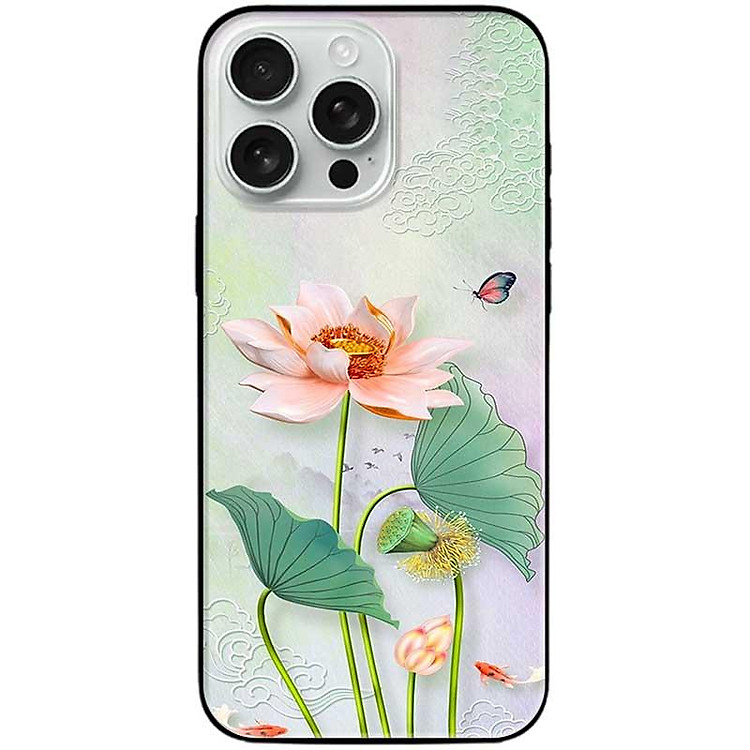 Ốp lưng cho iPhone 14 - iPhone 14 Plus - iPhone 14 Pro - iPhone 14 Pro Max - Tranh Sen Trắng - Hàng Chính Hãng