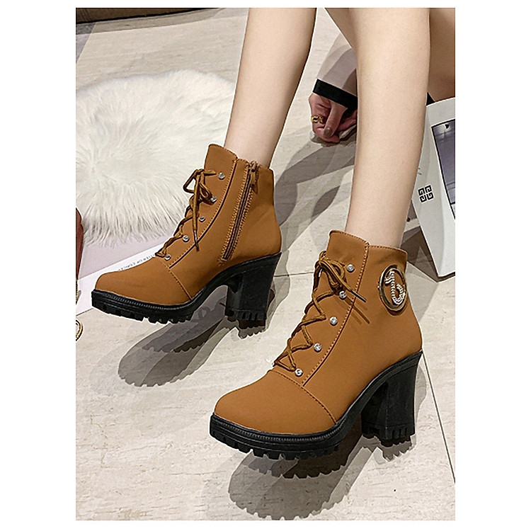 Hàng Mới - Giày bốt nữ da lộn Phong Cách Hàn Quốc B007